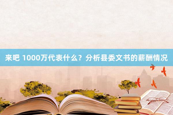 来吧 1000万代表什么？分析县委文书的薪酬情况