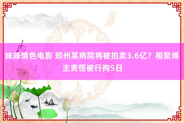 妹妹情色电影 郑州某病院将被拍卖3.6亿？相聚博主责怪被行拘5日
