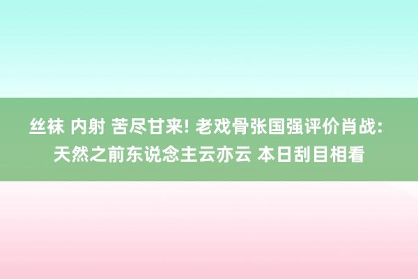丝袜 内射 苦尽甘来! 老戏骨张国强评价肖战: 天然之前东说念主云亦云 本日刮目相看